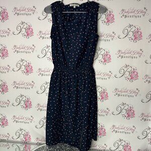Catherine malandrino dress dotted nautical navy blue red white polka dot cinch
